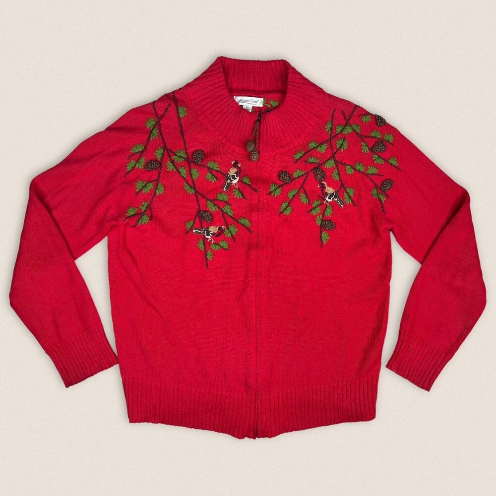 Vintage 90s Zip Cardigan Grandma Sweater Coldwater Creek - Size‎ XL
